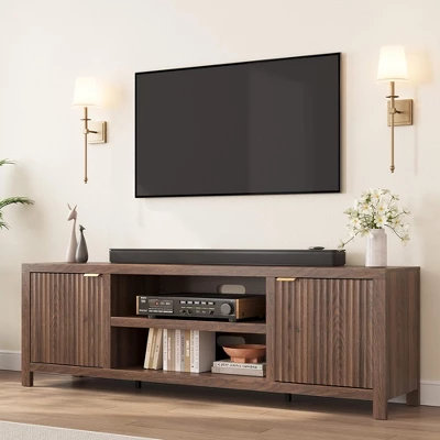 Garvee 70" TV Stand Entertainment Center With Storage, Fluted Door And Gold Handle, Wooden Media Console Cabinet For Living Room, Bedroom 7 Garvee 70" TV Stand Entertainment Center With Storage, Fluted Door And Gold Handle, Wooden Media Console Cabinet For Living Room, Bedroom - Image 7