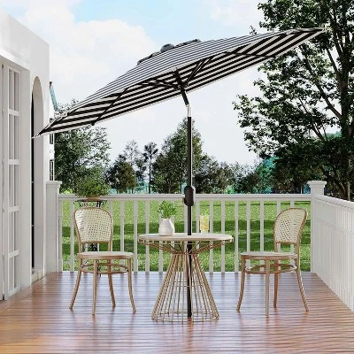 9 FT Patio Umbrella, Table Umbrella Outdoor Patio With Crank Lift & Push Button Tilt, 8 Sturdy Ribs For Yard, Deck, Pool 6 9 FT Patio Umbrella, Table Umbrella Outdoor Patio With Crank Lift & Push Button Tilt, 8 Sturdy Ribs For Yard, Deck, Pool - Image 6