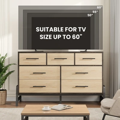 7 Dresser For Bedroom, 52" Wide Dresser, Wide Drawer With Storage Freestanding, Wooden Storage Chest For Living Room, Bedroom 7 7 Dresser For Bedroom, 52" Wide Dresser, Wide Drawer With Storage Freestanding, Wooden Storage Chest For Living Room, Bedroom - Image 7
