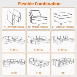 Chenille Reversible Sectional Sofa, 9-Seater Modular Sectional Sofa, U-Shape Modular Couch Storage Seats Ottomans With Chaise 13 Chenille Reversible Sectional Sofa, 9-Seater Modular Sectional Sofa, U-Shape Modular Couch Storage Seats Ottomans With Chaise -Garvee Sales GUEST 632d07a2 49df 48e0 baee de57c37a6caa