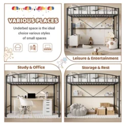 Garvee Loft Bed Twin Size, Heavy Duty Metal Loft Bed Frame With Arched Guardrail And Safety Ladder, Space-Saving, No Box Spring Needed, Black -Garvee Sales GUEST 6358ef92 e7a2 4fcc 8883 27d85cabfaf3