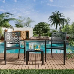 3-Piece Bistro Set, Outdoor Bistro Set, Stackable Metal Square Table And Chairs, Small Conversation Set Patio Furniture For Backyard, Deck 15 3-Piece Bistro Set, Outdoor Bistro Set, Stackable Metal Square Table And Chairs, Small Conversation Set Patio Furniture For Backyard, Deck -Garvee Sales GUEST 63dc36d3 98dd 475f a7e3 845be6a2df0d