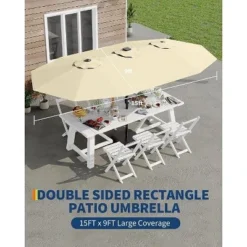 15ft Large Patio Umbrella With Base - Rectangular Patio Umbrella With Crank Handle, UV Protection For Outdoor Market, Backyard, Pool 14 15ft Large Patio Umbrella With Base - Rectangular Patio Umbrella With Crank Handle, UV Protection For Outdoor Market, Backyard, Pool -Garvee Sales GUEST 6434e02d 54dc 4e05 864f 2b14375a894e