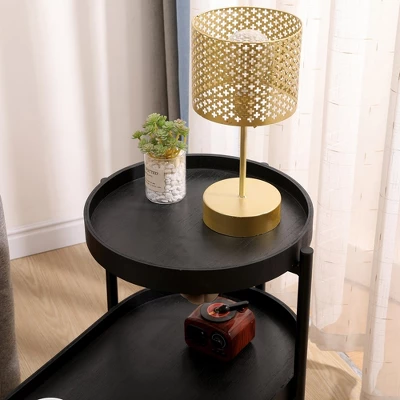 Modern 2-Tier Side Table, Open Shelf With Sturdy Iron Frame And Legs, Easy Assembly, Nightstand Bedside Table 2 Modern 2-Tier Side Table, Open Shelf With Sturdy Iron Frame And Legs, Easy Assembly, Nightstand Bedside Table - Image 2