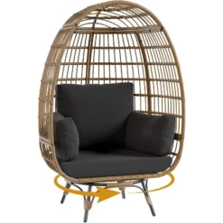 Outdoor 360 Swivel Egg Chair, Oversized Egg Lounge Chair W/Steel Frame And 4 Thick Cushions Chairs For Indoor Porch, Backyard, Living Room 15 Outdoor 360 Swivel Egg Chair, Oversized Egg Lounge Chair W/Steel Frame And 4 Thick Cushions Chairs For Indoor Porch, Backyard, Living Room -Garvee Sales GUEST 65078da8 4e87 4f41 86b9 949d58e7a838