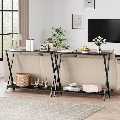 2-Tier Narrow Console Table ¨C Entryway & Sofa Side Table For Hallway, Living Room, Bedroom, Kitchen Counter, And Display Table Behind Couch 1 2-Tier Narrow Console Table ¨C Entryway & Sofa Side Table For Hallway, Living Room, Bedroom, Kitchen Counter, And Display Table Behind Couch