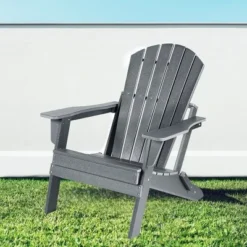 Patio Chairs, Oversized Folding HDPE Adirondack Chairs With Weather Resistant, Outdoor Lawn Chair For Patio, Garden