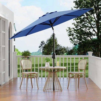 9' Outdoor Patio Umbrella, Outdoor Table Umbrella, Yard Umbrella, Market Umbrella With 8 Sturdy Ribs, Push Button Tilt And Crank 3 9' Outdoor Patio Umbrella, Outdoor Table Umbrella, Yard Umbrella, Market Umbrella With 8 Sturdy Ribs, Push Button Tilt And Crank - Image 3