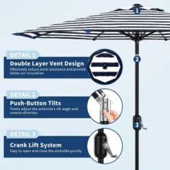 9 FT Patio Umbrella, Table Umbrella Outdoor Patio With Crank Lift & Push Button Tilt, 8 Sturdy Ribs For Yard, Deck, Pool 11 9 FT Patio Umbrella, Table Umbrella Outdoor Patio With Crank Lift & Push Button Tilt, 8 Sturdy Ribs For Yard, Deck, Pool -Garvee Sales GUEST 66072525 99ff 4b96 b7f1 9a60952b2a54