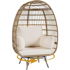 Outdoor 360 Swivel Egg Chair, Oversized Egg Lounge Chair W/Steel Frame And 4 Thick Cushions Chairs For Indoor Porch, Backyard, Living Room 14 Outdoor 360 Swivel Egg Chair, Oversized Egg Lounge Chair W/Steel Frame And 4 Thick Cushions Chairs For Indoor Porch, Backyard, Living Room -Garvee Sales GUEST 66346f01 593a 444f 8cd2 09606f33f92a