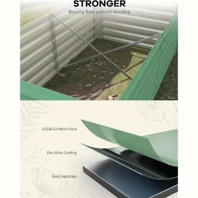 8x4x2ft Galvanized Raised Garden Bed,Deep Root Planter Box For Vegetables,Flowers,Herbs-Large Metal Raised Garden Bed Kit Outdoor,Green 3 8x4x2ft Galvanized Raised Garden Bed,Deep Root Planter Box For Vegetables,Flowers,Herbs-Large Metal Raised Garden Bed Kit Outdoor,Green - Image 3