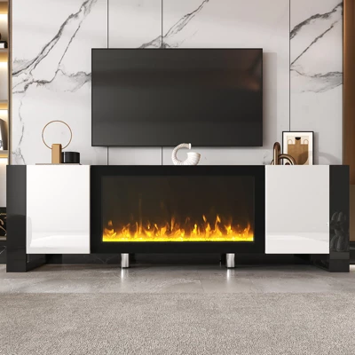 68" Fireplace TV Stand For TVs UP To 78", Electric Fireplace Media Entertainment Center, Modern TV Console Table With Storage For Living Room 10 68" Fireplace TV Stand For TVs UP To 78", Electric Fireplace Media Entertainment Center, Modern TV Console Table With Storage For Living Room - Image 10