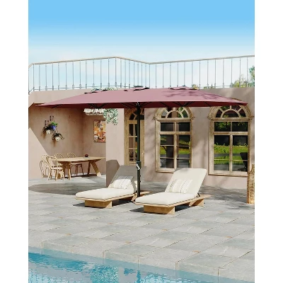 13ft Double-Sided Patio Umbrella With Crank Lift, UPF 50+, All-Weather, (Without Base) 6 13ft Double-Sided Patio Umbrella With Crank Lift, UPF 50+, All-Weather, (Without Base) - Image 6