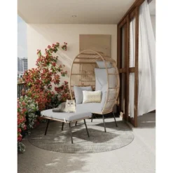 Oversize Wicker Egg Chair With Ottoman – Grey Rattan Hanging Basket Chair With Thick Cushion (Weather-Resistant) 7 Oversize Wicker Egg Chair With Ottoman – Grey Rattan Hanging Basket Chair With Thick Cushion (Weather-Resistant) -Garvee Sales GUEST 67138a71 ce6d 4cf9 9246 76feba51e92d