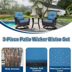 3 Pieces Patio Wicker Glider Chairs, Outdoor Swivel Rockers Patio Chairs Set Of 2 With Thickened Cushions And Glass Coffee Table 10 3 Pieces Patio Wicker Glider Chairs, Outdoor Swivel Rockers Patio Chairs Set Of 2 With Thickened Cushions And Glass Coffee Table -Garvee Sales GUEST 67a84a51 29ce 43a9 9b29 ac5e40703743