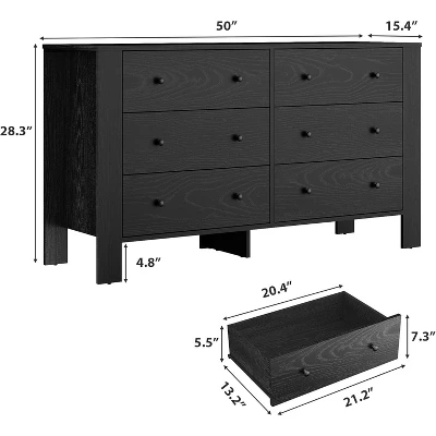 Garvee 6 Drawer Dresser For Bedroom, Closet Chest With Sturdy Handles, Wooden Dresser Storage Organizer For Living Room, Nursery, Entryway 5 Garvee 6 Drawer Dresser For Bedroom, Closet Chest With Sturdy Handles, Wooden Dresser Storage Organizer For Living Room, Nursery, Entryway - Image 5