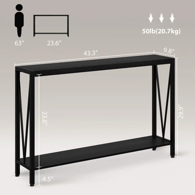 43" Console Table, 2-Tier Industrial Narrow Entryway Table , Sofa Table, Console Tables For Entryway 1 43" Console Table, 2-Tier Industrial Narrow Entryway Table , Sofa Table, Console Tables For Entryway