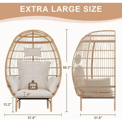 Modern Rattan Egg Chair - Waterproof Outdoor Patio Lounge Chair With Thick Cushion 1 Modern Rattan Egg Chair - Waterproof Outdoor Patio Lounge Chair With Thick Cushion