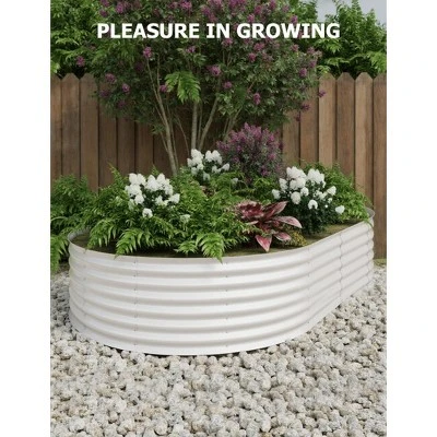 Galvanized Raised Garden Bed Outdoor, 2 Pcs 10x4x1.5 Ft Oval Metal Planter Box For Flowers, Vegetables, Herbs- Beige 6 Galvanized Raised Garden Bed Outdoor, 2 Pcs 10x4x1.5 Ft Oval Metal Planter Box For Flowers, Vegetables, Herbs- Beige - Image 6