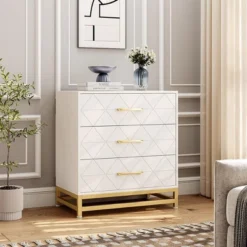 3 Drawer Dresser, Wood Chest Drawers With Storage For Closet, Bedroom, Drawers Dresser Modern Bedside Nightstand With Gold Handles 15 3 Drawer Dresser, Wood Chest Drawers With Storage For Closet, Bedroom, Drawers Dresser Modern Bedside Nightstand With Gold Handles -Garvee Sales GUEST 681ddfd7 62b2 4681 a2dd efb78db56ffc