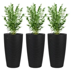 Imitation Rattan Design Planter Indoor Or Outdoor Porch Patio Made From Plastic Concrete With Drainage Holes Modern Decor For, Flowers 7 Imitation Rattan Design Planter Indoor Or Outdoor Porch Patio Made From Plastic Concrete With Drainage Holes Modern Decor For, Flowers -Garvee Sales GUEST 68366b1f 4439 4aa1 b5ee 63a7c3e4558a