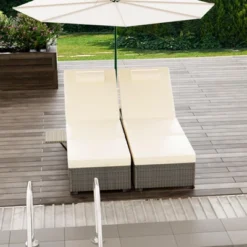 Outdoor Patio Chaise Lounge Chairs Set Of 2, PE Wicker Pool Recliners With Adjustable Backrest, Storage Shelf And Cushions 15 Outdoor Patio Chaise Lounge Chairs Set Of 2, PE Wicker Pool Recliners With Adjustable Backrest, Storage Shelf And Cushions -Garvee Sales GUEST 6843ea0c 6831 44b7 999c 0eafb82f8882