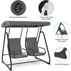 2-Person Outdoor Patio Swing Chair – Adjustable Canopy, Removable Cushions & Heavy-Duty Steel Frame (Dark Grey) 10 2-Person Outdoor Patio Swing Chair – Adjustable Canopy, Removable Cushions & Heavy-Duty Steel Frame (Dark Grey) -Garvee Sales GUEST 685172ff 11c6 4d94 9aac 7e9dd1c5ba27