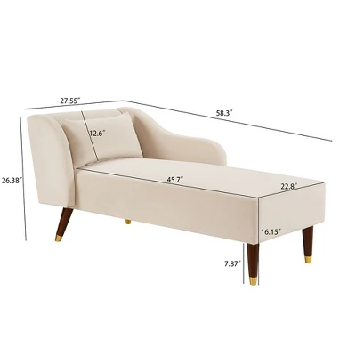 Modern Velvet Chaise Lounge Chair, Upholstered Arm Chaise Lounge With Curved Armrest, Sleeper Lounge Sofa Couch For Bedroom Office Living Room 5 Modern Velvet Chaise Lounge Chair, Upholstered Arm Chaise Lounge With Curved Armrest, Sleeper Lounge Sofa Couch For Bedroom Office Living Room - Image 5
