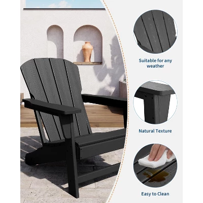 Modern HDPE Adirondack Chair Set Of 2/4 0r With 2 Side Tables - Oversize 380LB,Weather Resistant,Firepit,Wooden Texture For Deck,Pool,Porch 3 Modern HDPE Adirondack Chair Set Of 2/4 0r With 2 Side Tables - Oversize 380LB,Weather Resistant,Firepit,Wooden Texture For Deck,Pool,Porch - Image 3