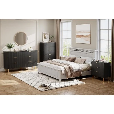 Dresser, Modern 6 Drawer Dresser For Bedroom With Gold Handle And Large Drawer, Wood Double Chest Of Drawers And Storage Organizer For Living Room 6 Dresser, Modern 6 Drawer Dresser For Bedroom With Gold Handle And Large Drawer, Wood Double Chest Of Drawers And Storage Organizer For Living Room - Image 6