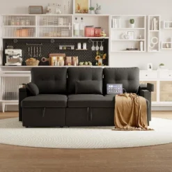 Multifunctional L-Shaped Sectional Sofa With Pull-Out Bed And Storage – Modern Design For Living Room Comfort