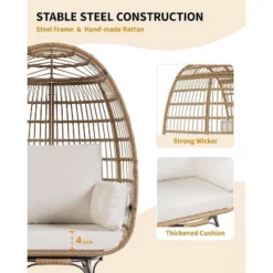 Outdoor 360 Swivel Egg Chair With Cushions, Indoor Outdoor Wicker Egg Basket Lounge Chair For Patio Porch Living Room, Oversized Lounge Chair 11 Outdoor 360 Swivel Egg Chair With Cushions, Indoor Outdoor Wicker Egg Basket Lounge Chair For Patio Porch Living Room, Oversized Lounge Chair -Garvee Sales GUEST 6922e04f 414c 4960 b4d7 b6e8233c2c47