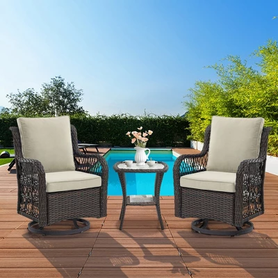 Whizmax 3 Pieces Outdoor Swivel Rocker Chair Set Of 2 With Glass Top Table, Outdoor Swivel Glider Rocker, Wicker Swivel Chair Set For Patio Porch Pool 1 Whizmax 3 Pieces Outdoor Swivel Rocker Chair Set Of 2 With Glass Top Table, Outdoor Swivel Glider Rocker, Wicker Swivel Chair Set For Patio Porch Pool