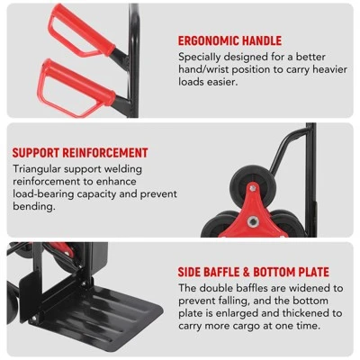Stair Climbing Dolly, 330 Lbs Weight Capacity, Foldable Hand Truck With 6 Rubber Wheels 1 Stair Climbing Dolly, 330 Lbs Weight Capacity, Foldable Hand Truck With 6 Rubber Wheels