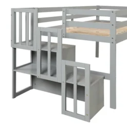 Twin Size Loft Bed, Pine Wood Twin Loft Bed Frame With Staircase Storage Space Slide Full-length Safety Guardrails For Bedroom No Box Spring Needed 8 Twin Size Loft Bed, Pine Wood Twin Loft Bed Frame With Staircase Storage Space Slide Full-length Safety Guardrails For Bedroom No Box Spring Needed -Garvee Sales GUEST 69c77201 7191 4d7b bf7f ec0ee85503d7