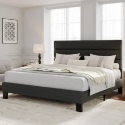 Bed Frame With Adjustable Headboard, Heavy Duty 1000lb Support, No Box Spring Needed, Dark Grey Upholstered Platform Base, Easy Assembly -Garvee Sales GUEST 6a244063 0bbe 4e4c 96f8 a3bcffd8f9e9