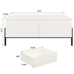 Garvee Coffee Table With 2 Handle-free Drawers White Center Table With Open Storage Shelf