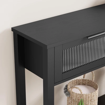 Entryway Table, Wood Console Table With 2 Glass Drawers, 2 Tier Sofa Table With Storage 6 Entryway Table, Wood Console Table With 2 Glass Drawers, 2 Tier Sofa Table With Storage - Image 6