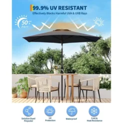7.5FT Outdoor Patio Umbrella With 6 Sturdy Ribs, Table Umbrella With Push Button Tilt And Crank, UV Protection Waterproof (Gray) 11 7.5FT Outdoor Patio Umbrella With 6 Sturdy Ribs, Table Umbrella With Push Button Tilt And Crank, UV Protection Waterproof (Gray) -Garvee Sales GUEST 6ae98dc2 b024 4497 91a1 0700479f0548