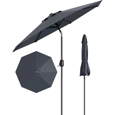 9FT Patio Umbrella Outdoor, Market, Table Umbrella With Push Button Tilt And Crank, 8 Sturdy Ribs For Garden, Pool, Deck, Backyard 8 9FT Patio Umbrella Outdoor, Market, Table Umbrella With Push Button Tilt And Crank, 8 Sturdy Ribs For Garden, Pool, Deck, Backyard - Image 8