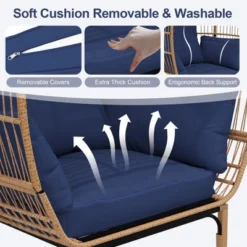 Wicker Egg Chair With Cushion, Rattan Patio Chair For Outdoor Indoor, 500 Lbs Egg Shape Balcony Chair For Living Room, Backyard 13 Wicker Egg Chair With Cushion, Rattan Patio Chair For Outdoor Indoor, 500 Lbs Egg Shape Balcony Chair For Living Room, Backyard -Garvee Sales GUEST 6b94607c 3778 41f4 82d3 f0f57c435caa