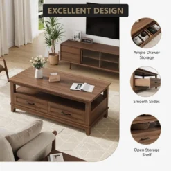 Farmhouse Coffee Table With Drawers, 47.2" Center Table Rustic Coffee Tables White Brown Living Room Table 11 Farmhouse Coffee Table With Drawers, 47.2" Center Table Rustic Coffee Tables White Brown Living Room Table -Garvee Sales GUEST 6bea213d 8c47 49d1 86fd 62d286a5846d