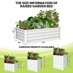Garvee 2 Pack Raised Garden Bed, 6x3x1.5FT Galvanized Raised Bed, Outdoor Planter Beds With Safety Edge And Open Base For Vegetables Flowers
