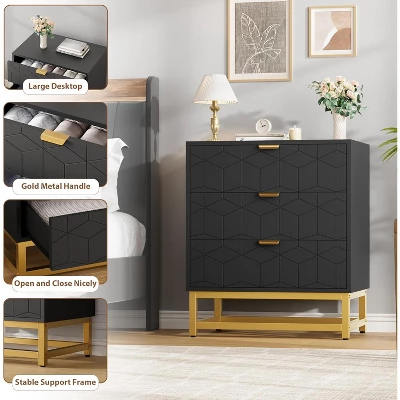 Modern 3/4/5/6/7 Drawer Dresser, Wide Chest With Gold Metal Legs & Handles, Wood Storage Organizer For Bedroom, Living Room, Hallway 4 Modern 3/4/5/6/7 Drawer Dresser, Wide Chest With Gold Metal Legs & Handles, Wood Storage Organizer For Bedroom, Living Room, Hallway - Image 4