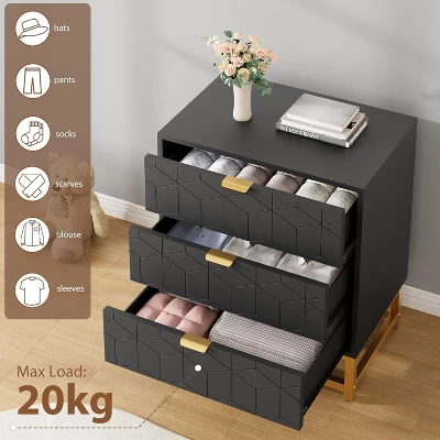 Modern 3/4/5/6/7 Drawer Dresser, Wide Chest With Gold Metal Legs & Handles, Wood Storage Organizer For Bedroom, Living Room, Hallway 3 Modern 3/4/5/6/7 Drawer Dresser, Wide Chest With Gold Metal Legs & Handles, Wood Storage Organizer For Bedroom, Living Room, Hallway - Image 3