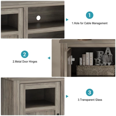 34'' Tall Farmhouse LED TV Stand,Entertainment Center With Storage,TV Media Console Table For TV Up To 65 Inch,TV Table 4 34'' Tall Farmhouse LED TV Stand,Entertainment Center With Storage,TV Media Console Table For TV Up To 65 Inch,TV Table - Image 4