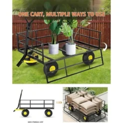 Heavy Duty Garden Wagon Cart With 10" All-Terrain Tires, 2-in-1 Convertible Steel Utility Cart Removable Mesh Sides, 180° Swivel Handle For Yard/Lawn 11 Heavy Duty Garden Wagon Cart With 10" All-Terrain Tires, 2-in-1 Convertible Steel Utility Cart Removable Mesh Sides, 180° Swivel Handle For Yard/Lawn -Garvee Sales GUEST 6d7aee99 f95f 409a ac9c 22e375530e59