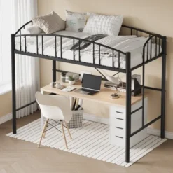 Garvee Loft Bed Twin Size, Heavy Duty Metal Loft Bed Frame With Arched Guardrail And Safety Ladder, Space-Saving, No Box Spring Needed, Black -Garvee Sales GUEST 6d8e812e 641b 40c9 b254 a8d2290956cc