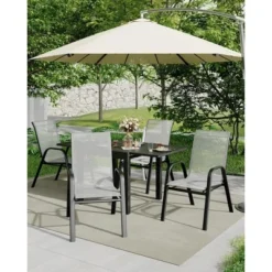 4 Set Of Patio Stackable Chairs, Outdoor Stacking Dining Chairs, Leisure Recliner For Pools, Deck, Backyard, Grey Textile Metal Frame With Armrests 11 4 Set Of Patio Stackable Chairs, Outdoor Stacking Dining Chairs, Leisure Recliner For Pools, Deck, Backyard, Grey Textile Metal Frame With Armrests -Garvee Sales GUEST 6da8e42c 75a4 49ab bee9 462b963f2f5d