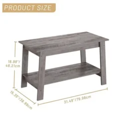 Coffee Table, 2-Tier Living Room Table Rectangular Center Table With Storage Shelf, Farmhouse Wood Coffee Table For Small Spaces, Easy Assembly, Gray -Garvee Sales GUEST 6daa625a f8e5 45af b769 b706d9e02999